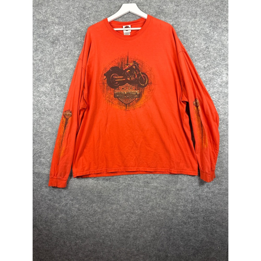 Harley-Davidson‎ Henderson Nevada Orange Long Sleeve T-Shirt 3XL Hanes Beefy-T